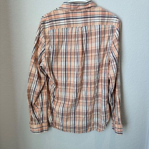 Club Monaco Pink Blue Cream Plaid Classic Button Front Shirt - Size Medium - EUC - Picture 4 of 4